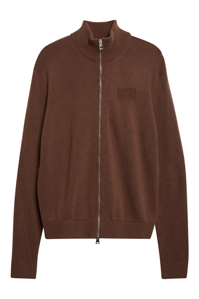 Couture Seam Wool & Cashmere Zip Cardigan, Alternate, color, DARK HAVANNA