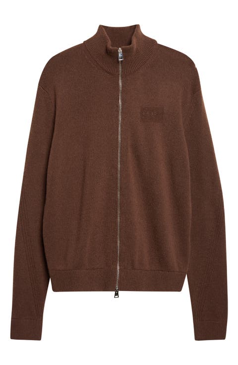 Couture Seam Wool & Cashmere Zip Cardigan