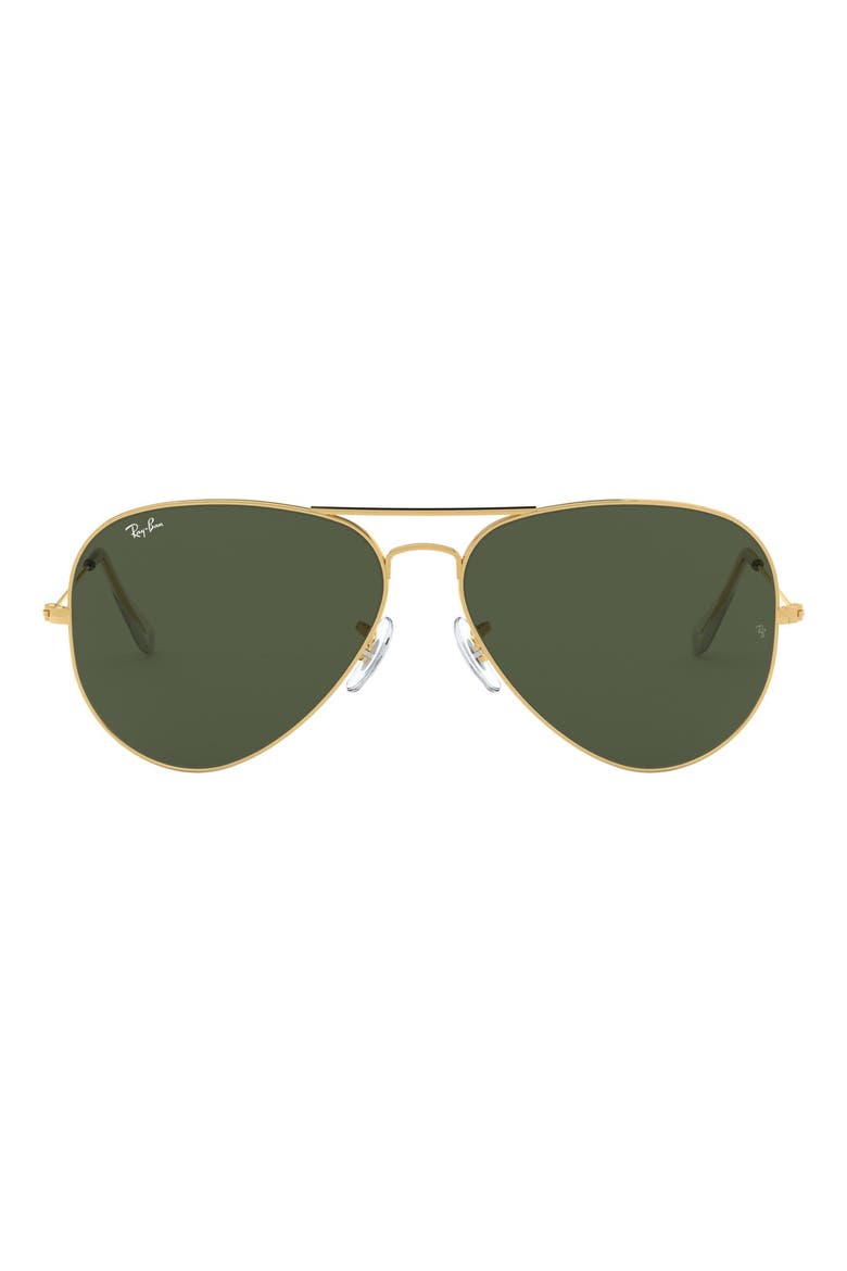 62mm Aviator Sunglasses, Main, color, GOLD/ GREEN SOLID