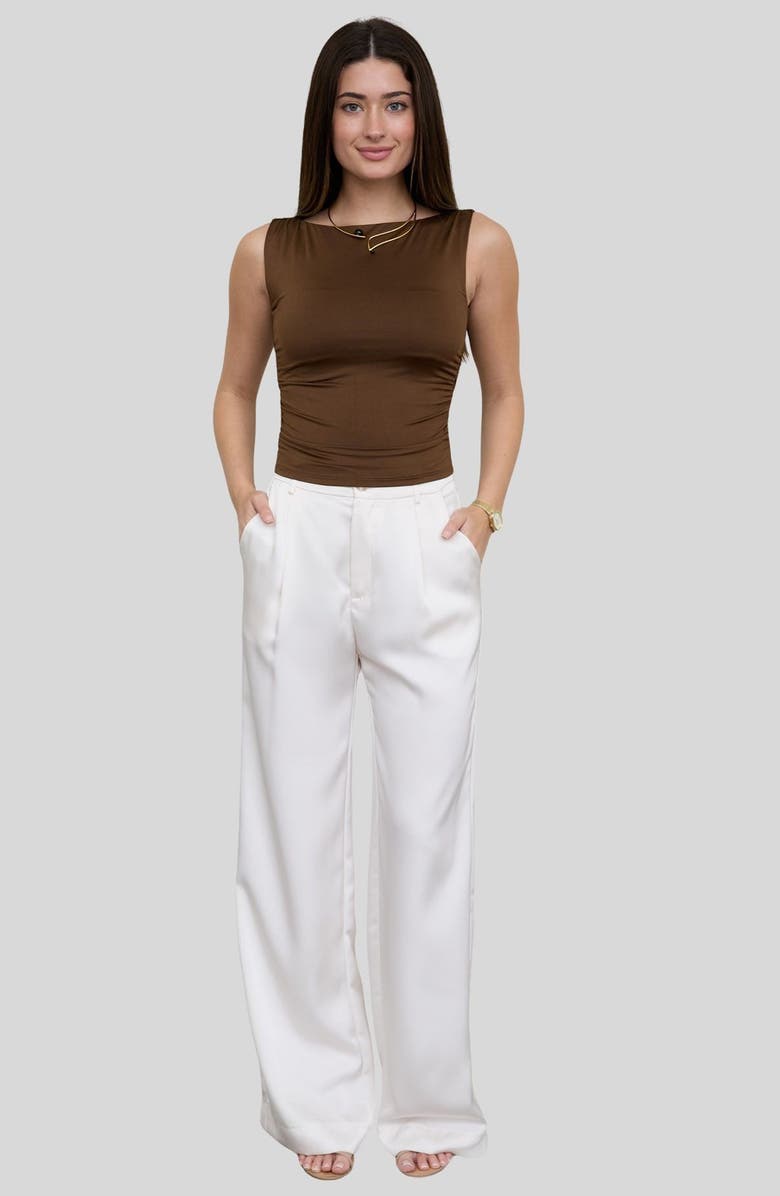 Blu Pepper Boat Neck Sleeveless Top, Alternate, color, Brown