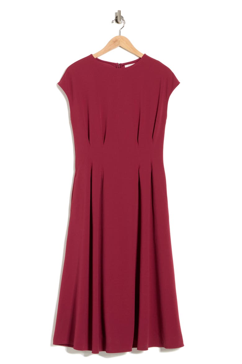 Pleated Waist Knit A-Line Dress, Alternate, color, BURGUNDY RHODE