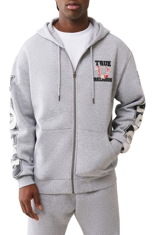 True Religion Horseshoe Patch Zip Hoodie In Gray