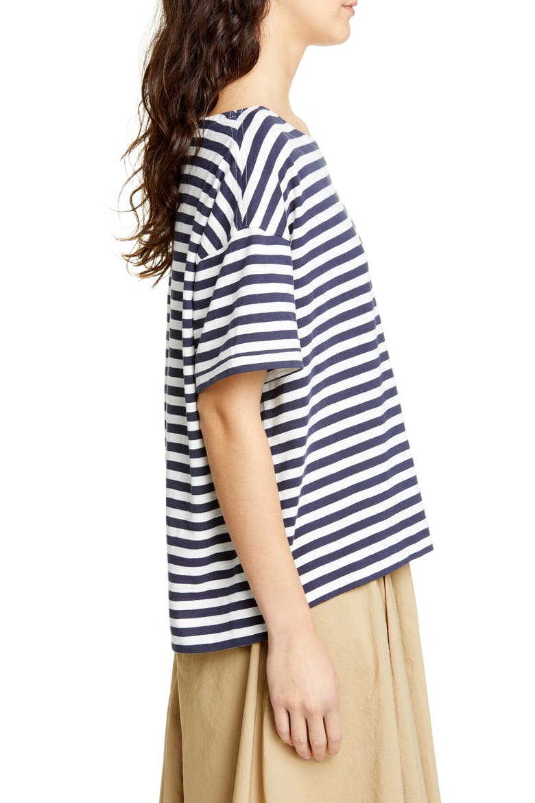 Stripe Slub Boxy Tee, Alternate, color, NAVY/ NATURAL