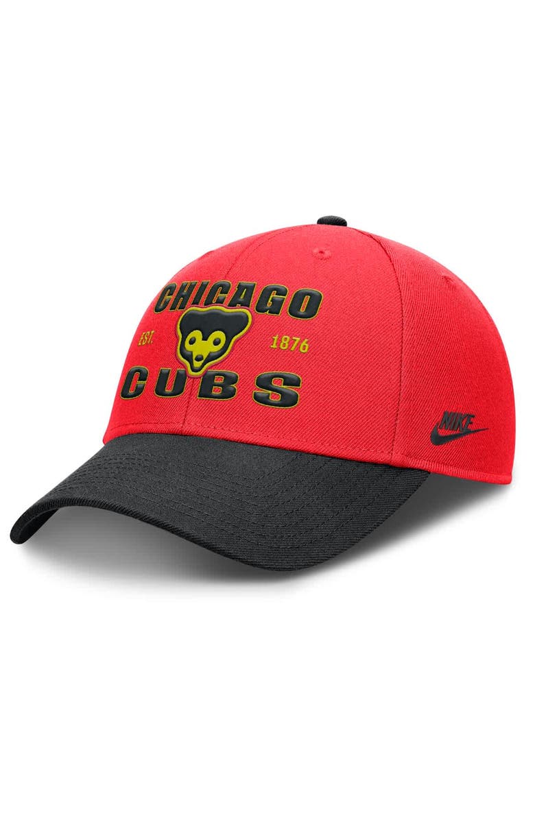 Nike Men's Nike Crimson/Black Chicago Cubs Neon 90s Rise Adjustable Hat, Main, color, Crimson