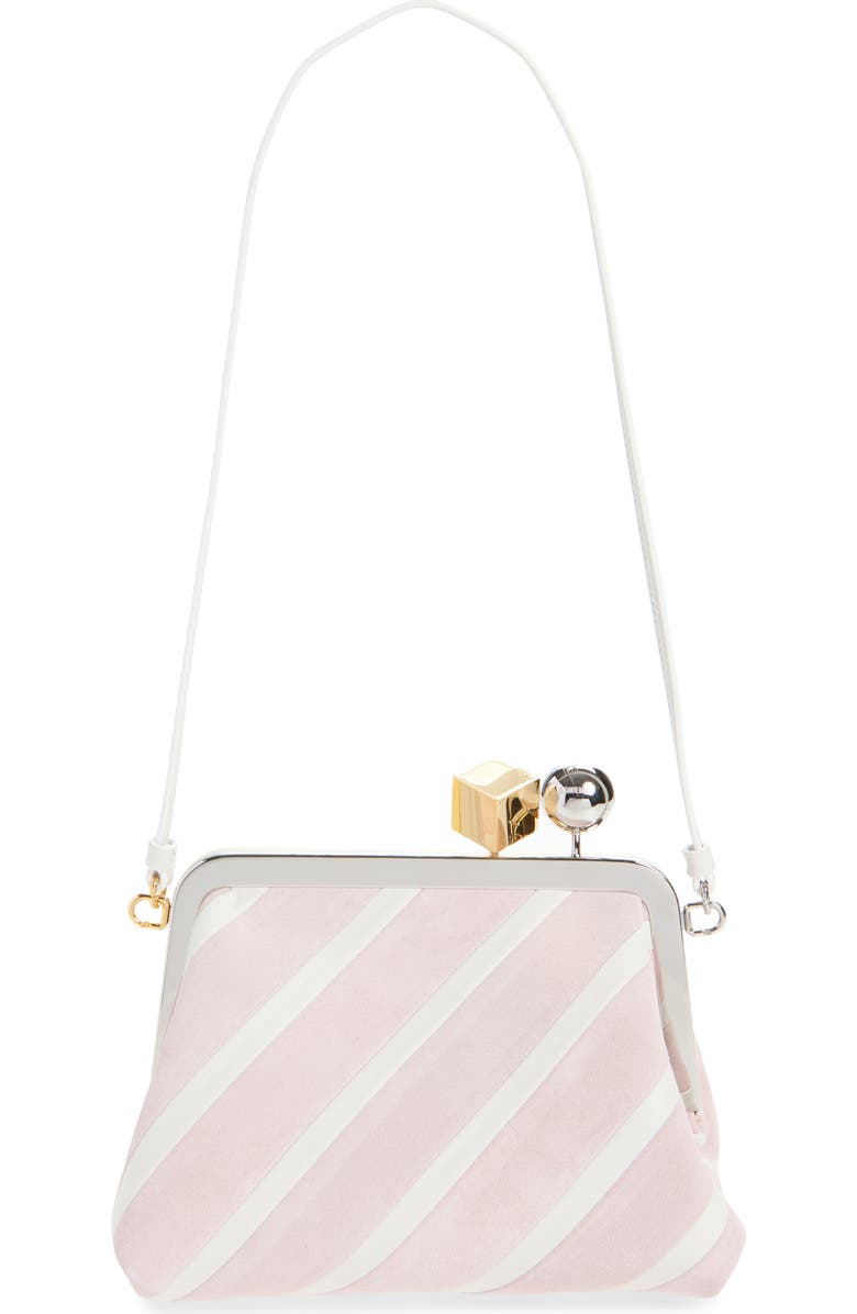 Jacquemus Le Berlingot Stripe Leather Frame Shoulder Bag, Alternate, color, Light Pink / White 4Rs