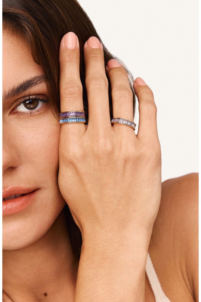 Baguette Birthstone Eternity Ring, Alternate, color, March Gold Vermeil