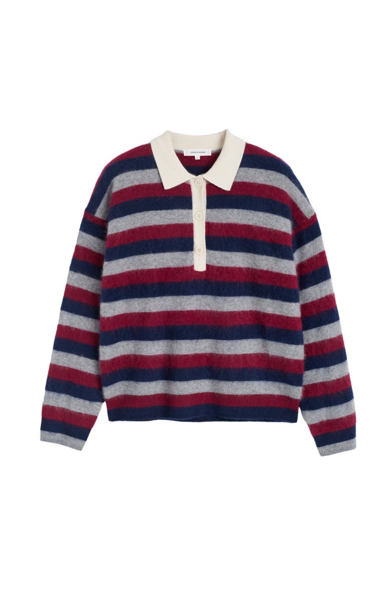 Merino Stripe Polo Top, Alternate, color, Multi