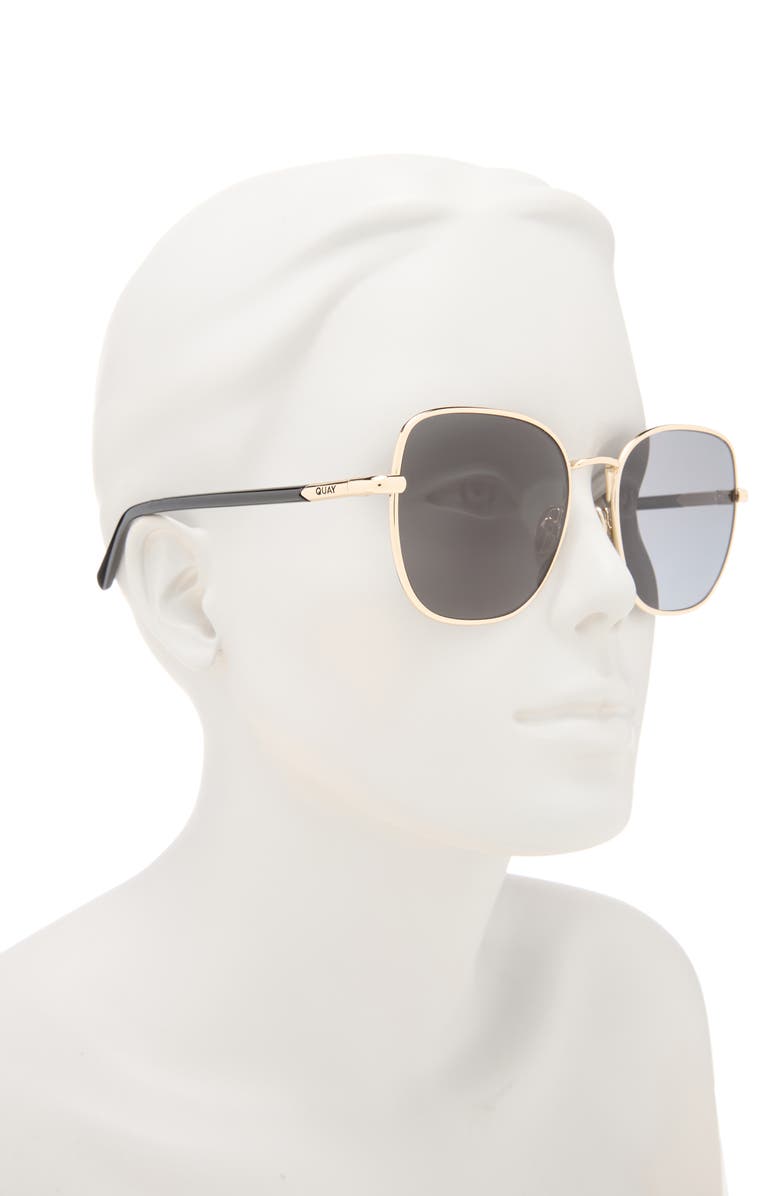 QUAY Uptown 58mm Polarized Round Sunglasses, Alternate, color, Gold/ Smoke Polarized
