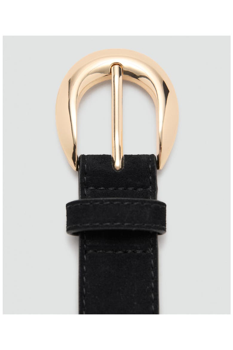 Oval Buckle Suede Belt, Alternate, color, BLACK