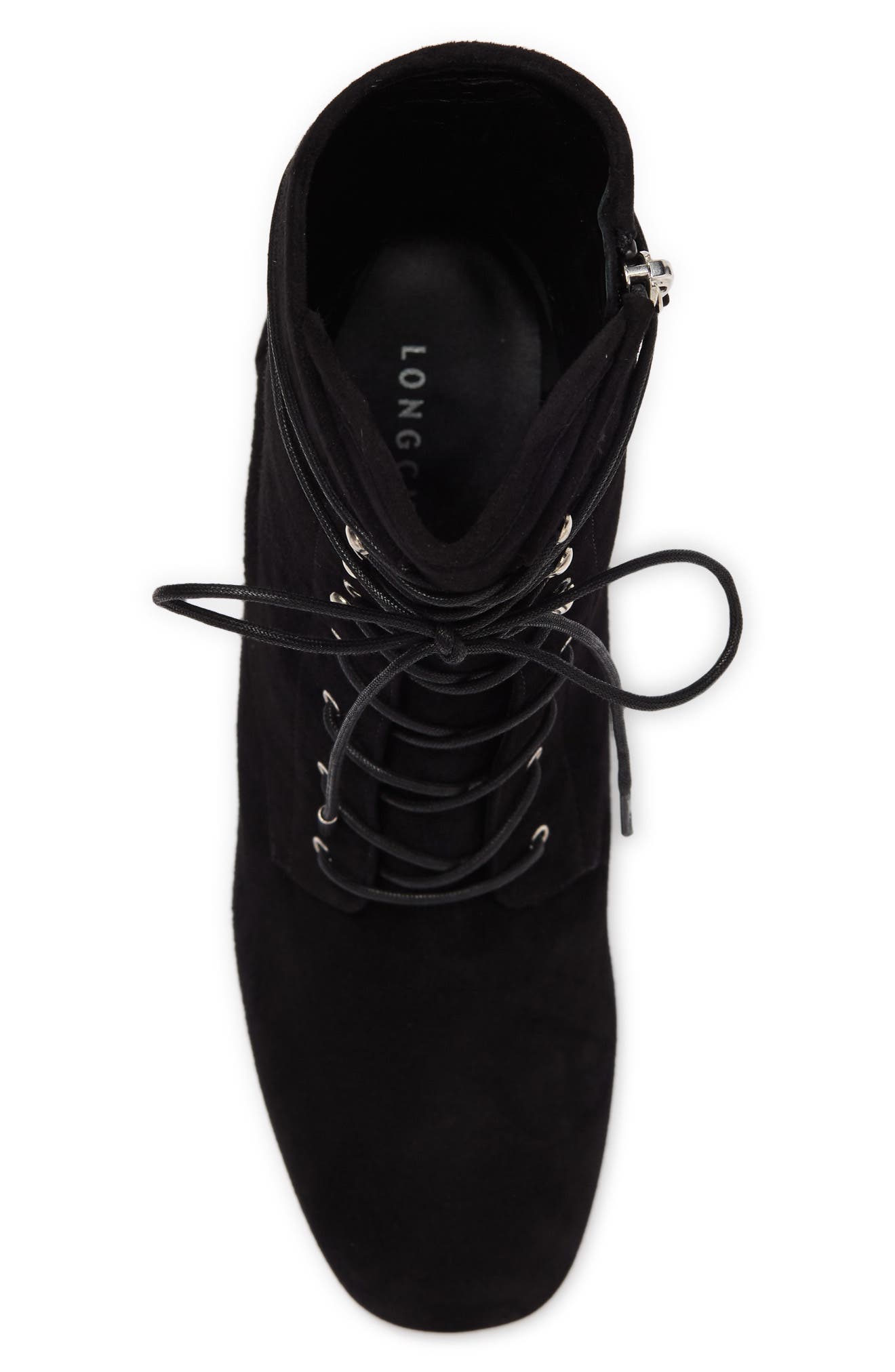 Longchamp Block Heel Leather Lace-Up Boot, Alternate, color, 