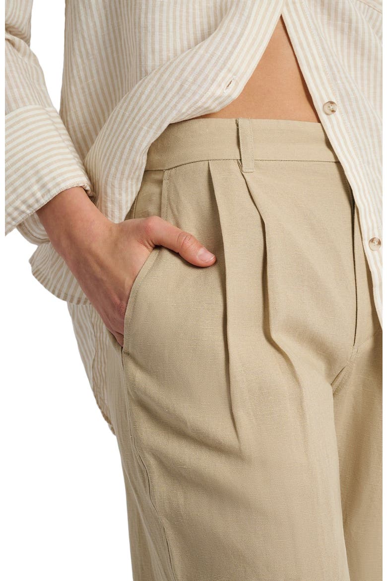 Air Linen Pleated Trouser, Alternate, color, JUTE