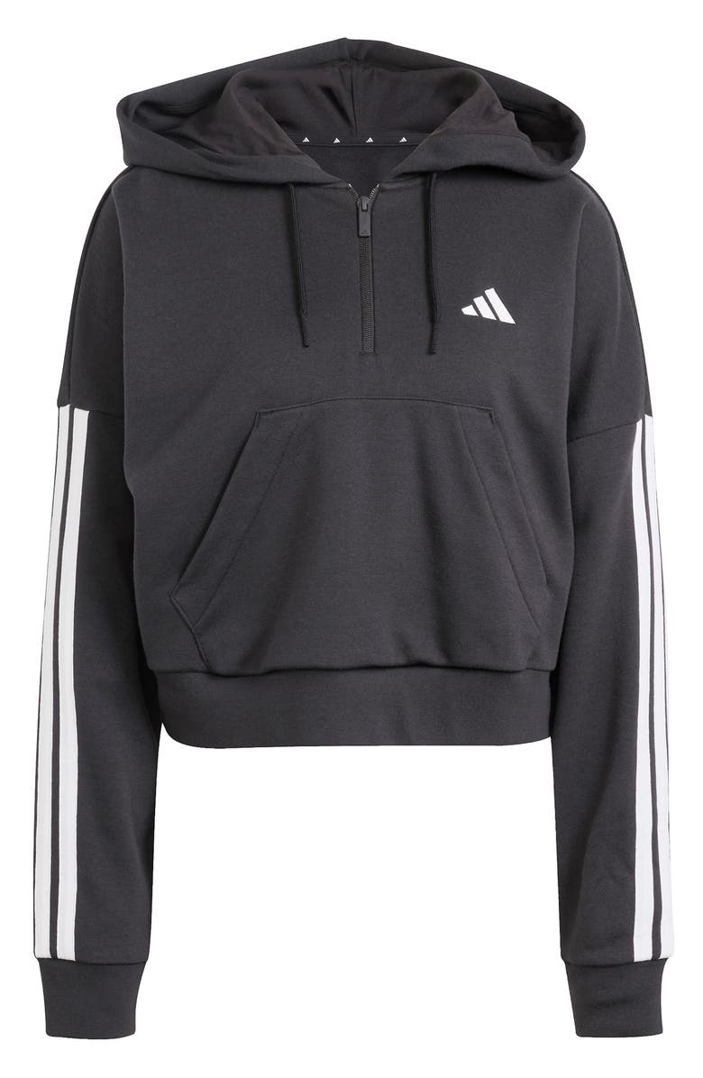 adidas Essentials 3-Stripe Quarter Zip Sweatshirt, Alternate, color, Black/ White