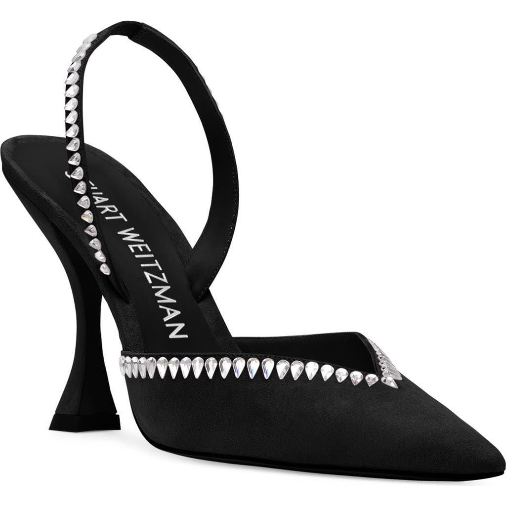 Stuart Weitzman Crystal-embellished Slingback 110mm Pumps In Black