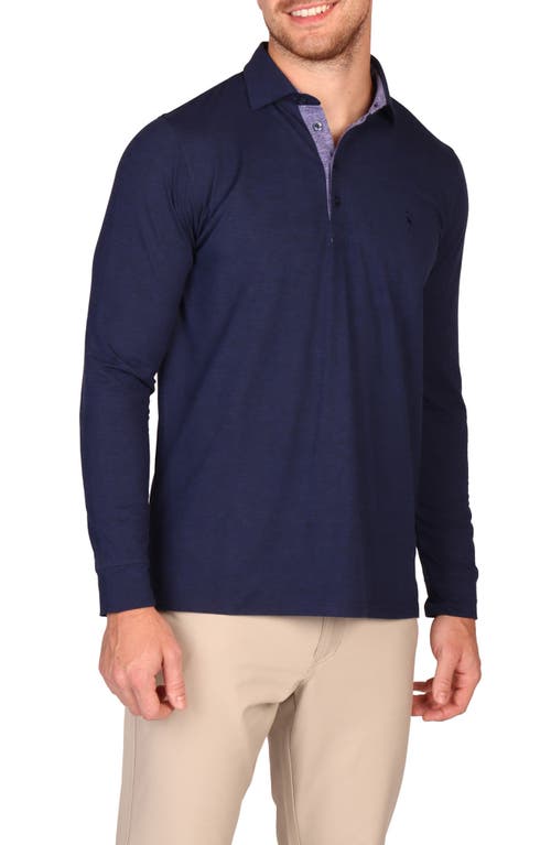 Tailorbyrd Brushed Mélange Long Sleeve Polo In Blue