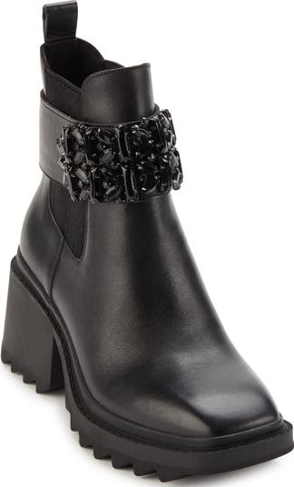 Karl Lagerfeld Paris new 2024 Pippa lug sole bling detail combat boot, size 8