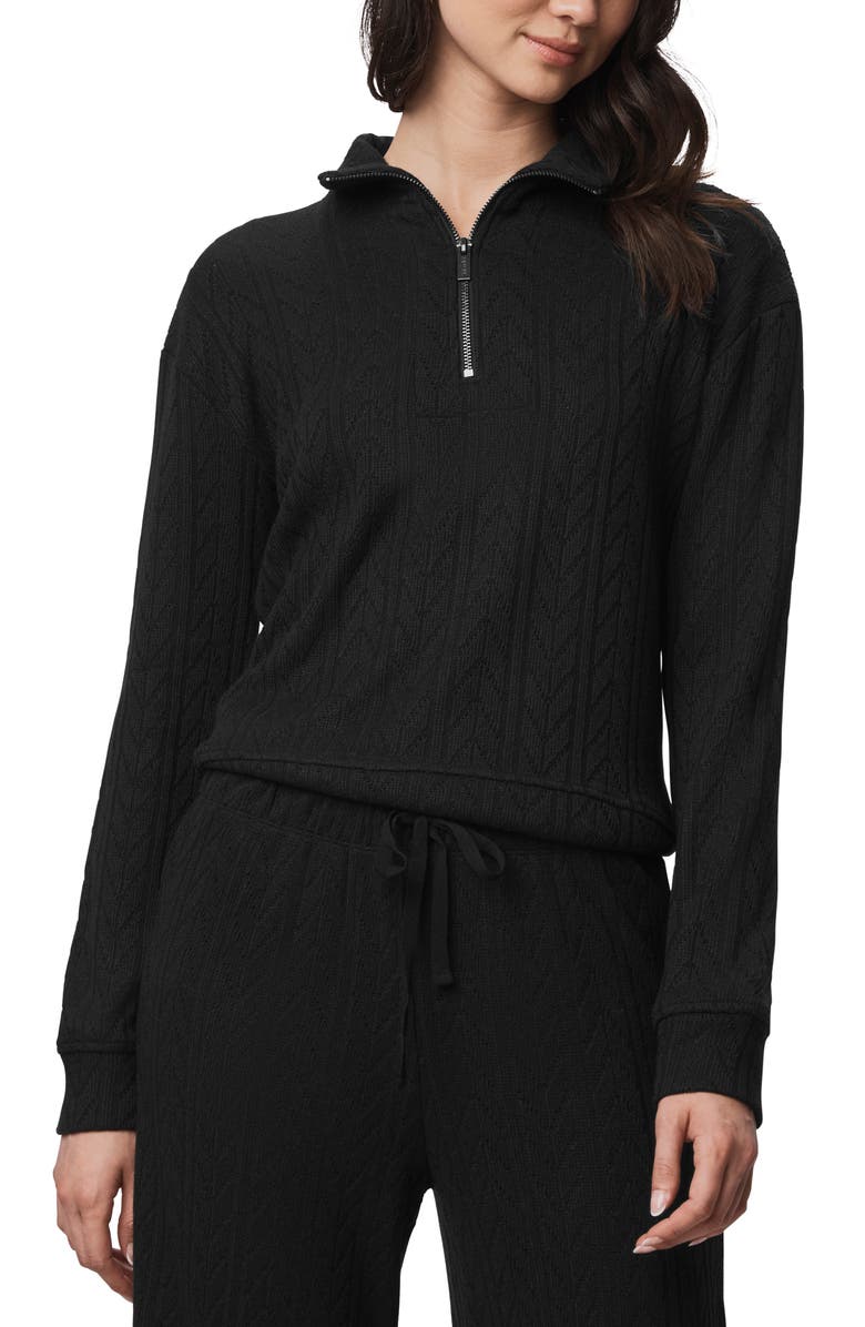 Splendid Sweatersoft Quarter Zip Pullover, Main, color, Black