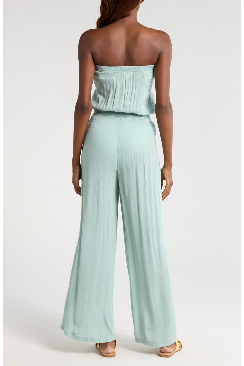 Strapless Cover-Up Jumpsuit, Alternate, color, TEAL LIGHT