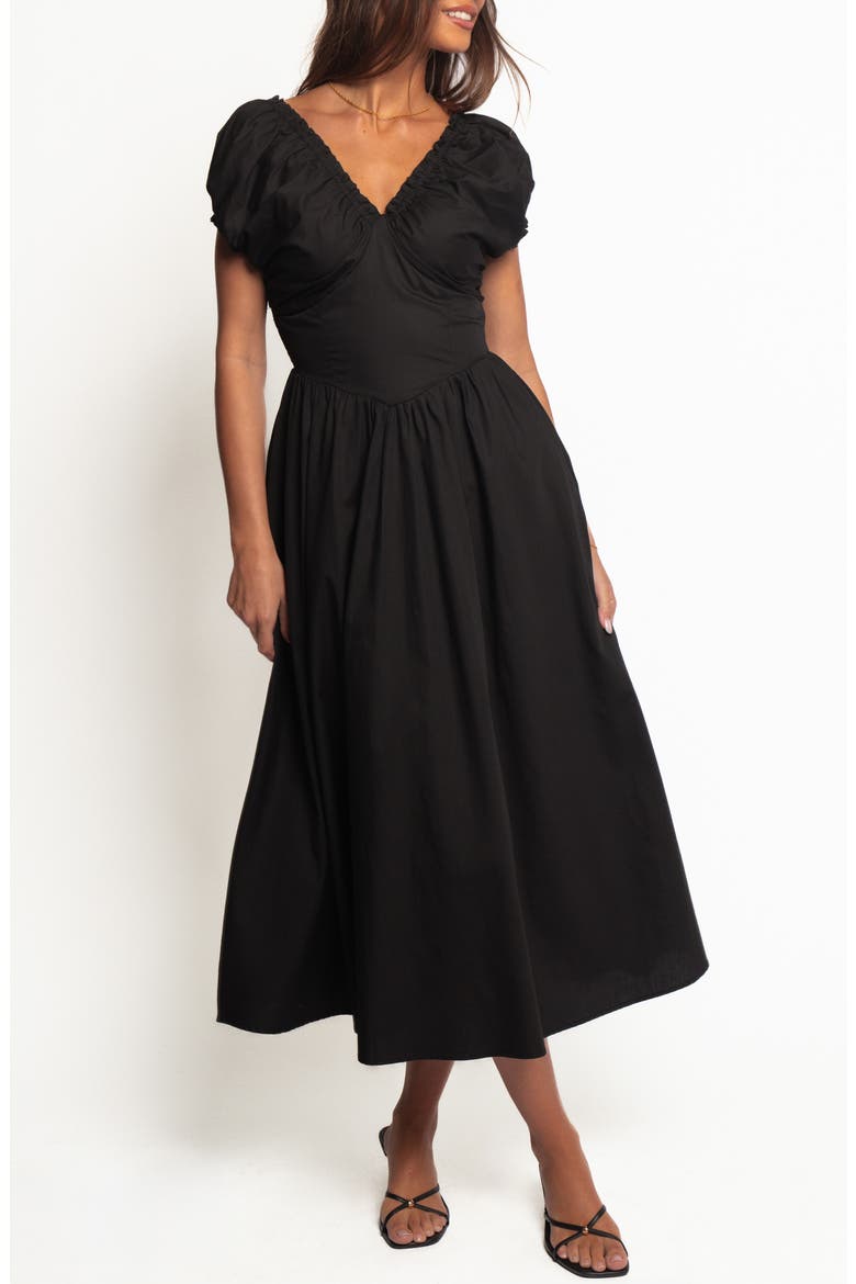 Larson Midi Sundress, Main, color, BLACK
