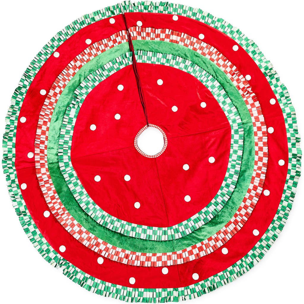 Mackenzie-childs Mackenzie Childs Check It Out Tree Skirt In Red