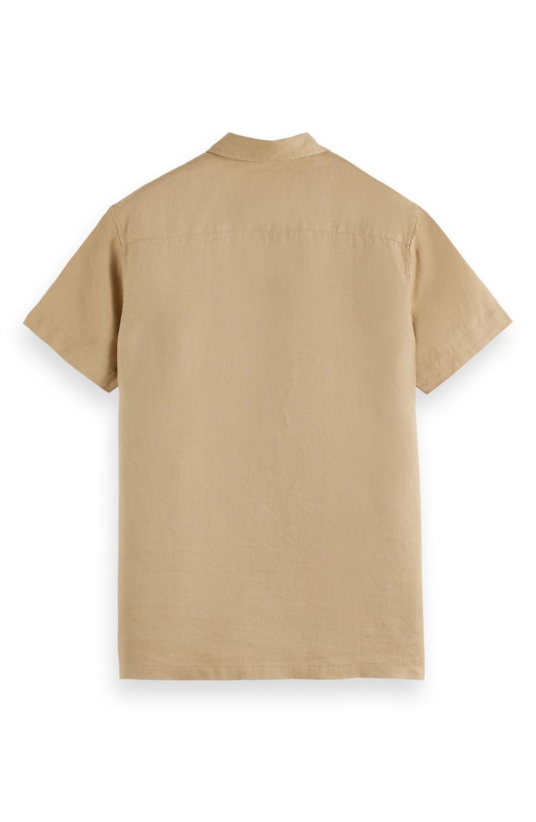 Scotch & Soda LInen Short Sleeve Button-Up Shirt, Alternate, color, Tannin