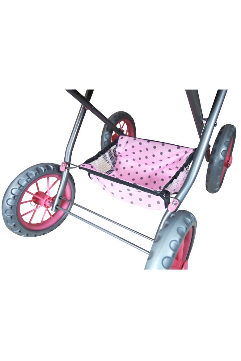 Baby Doll Pram, Pink & Grey Polka Dots, Push Stroller, Fits Up To 18 Inches, Alternate, color, Pink