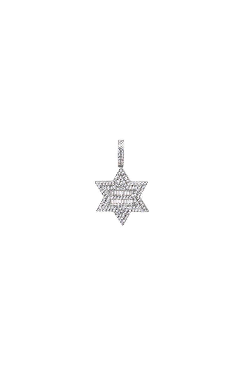 CZ Pave Star Of David Pendant Charm, Main, color, Silver