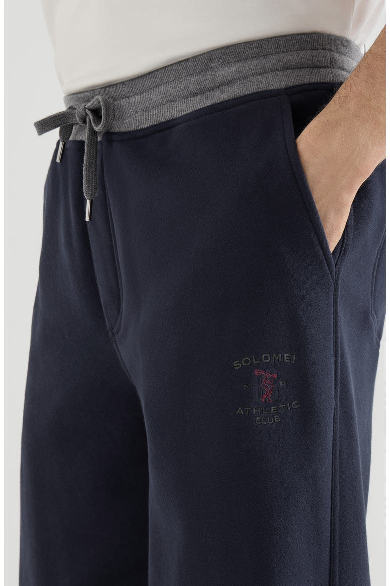 Cotton French terry trousers with embroidery, Alternate, color, Cobalt