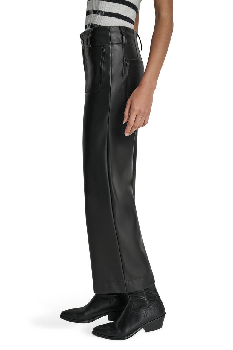 Crop Wide Leg Faux Leather Pants, Alternate, color, BLACK/ SHINY SILVER