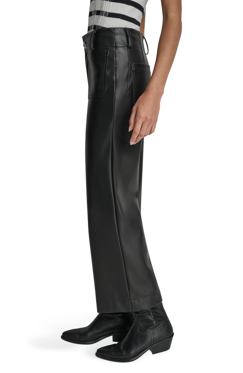 DKNY Jeans Crop Wide Leg Faux Leather Pants, Alternate, color, Black/ Shiny Silver