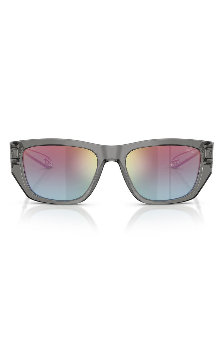DIESEL<sup>®</sup> DL2006 54mm Gradient Square Sunglasses, Main, color, Transparent Grey / Green