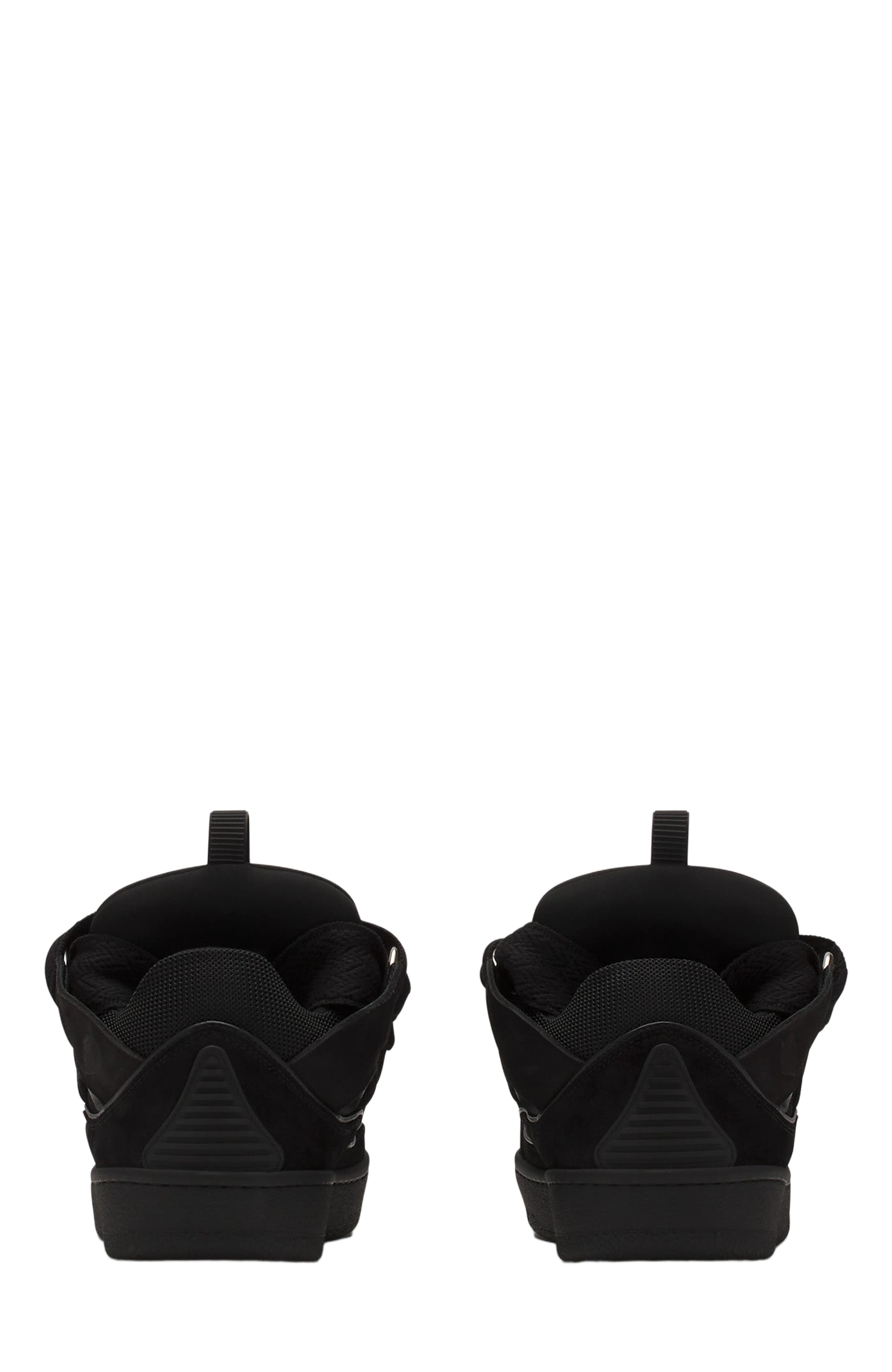 Lanvin Leather Curb Sneakers, Alternate, color, Black-Black