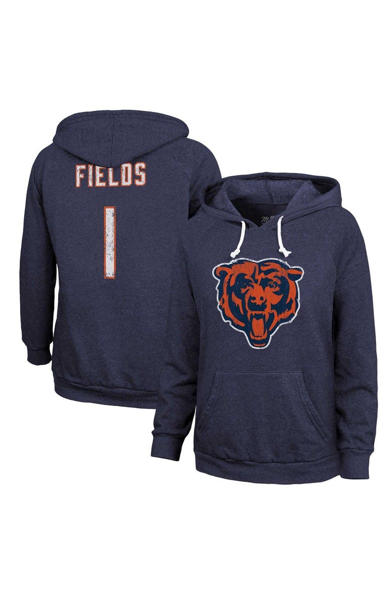 Majestic Threads Women's Majestic Threads Justin Fields Navy Chicago Bears Name & Number Tri-Blend Pullover Hoodie, Main, color,
