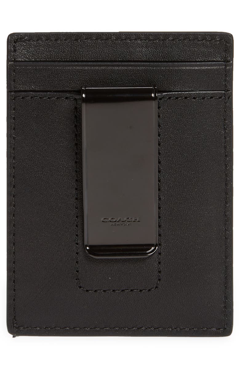 COACH Money Clip Leather Card Case, Alternate, color, 