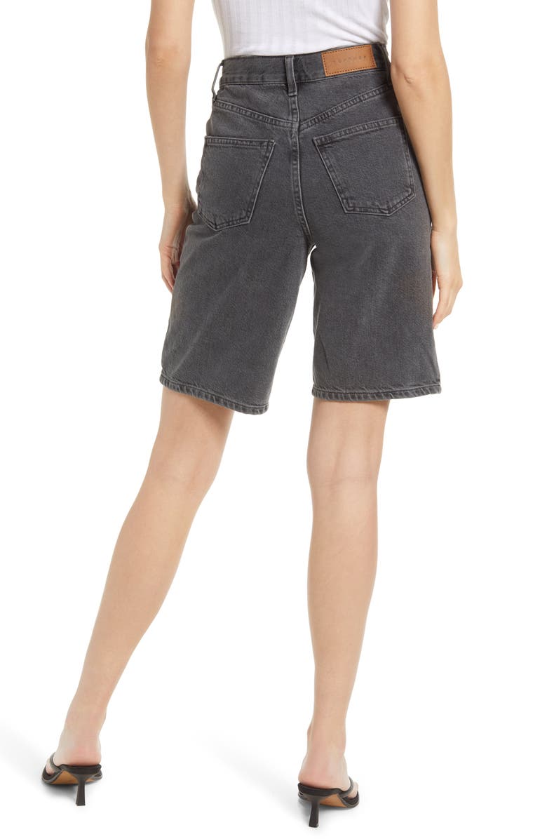Topshop Editor Longline Denim Shorts, Alternate, color, 