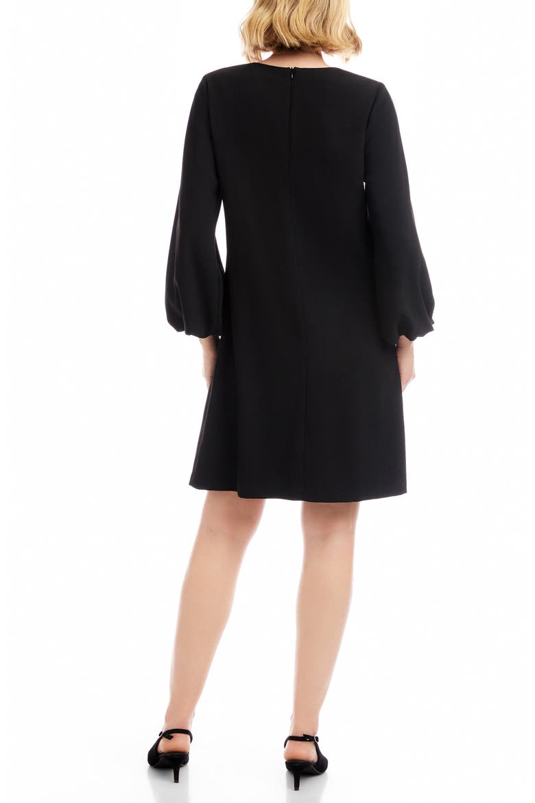 Embellished Bow Long Sleeve Shift Dress, Alternate, color, BLACK