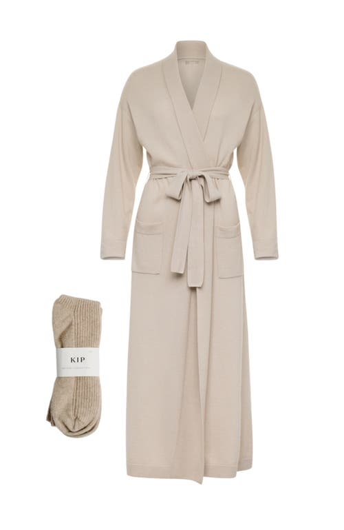 Kip. Kip Pure Cashmere Long Robe Bundle In Champagne