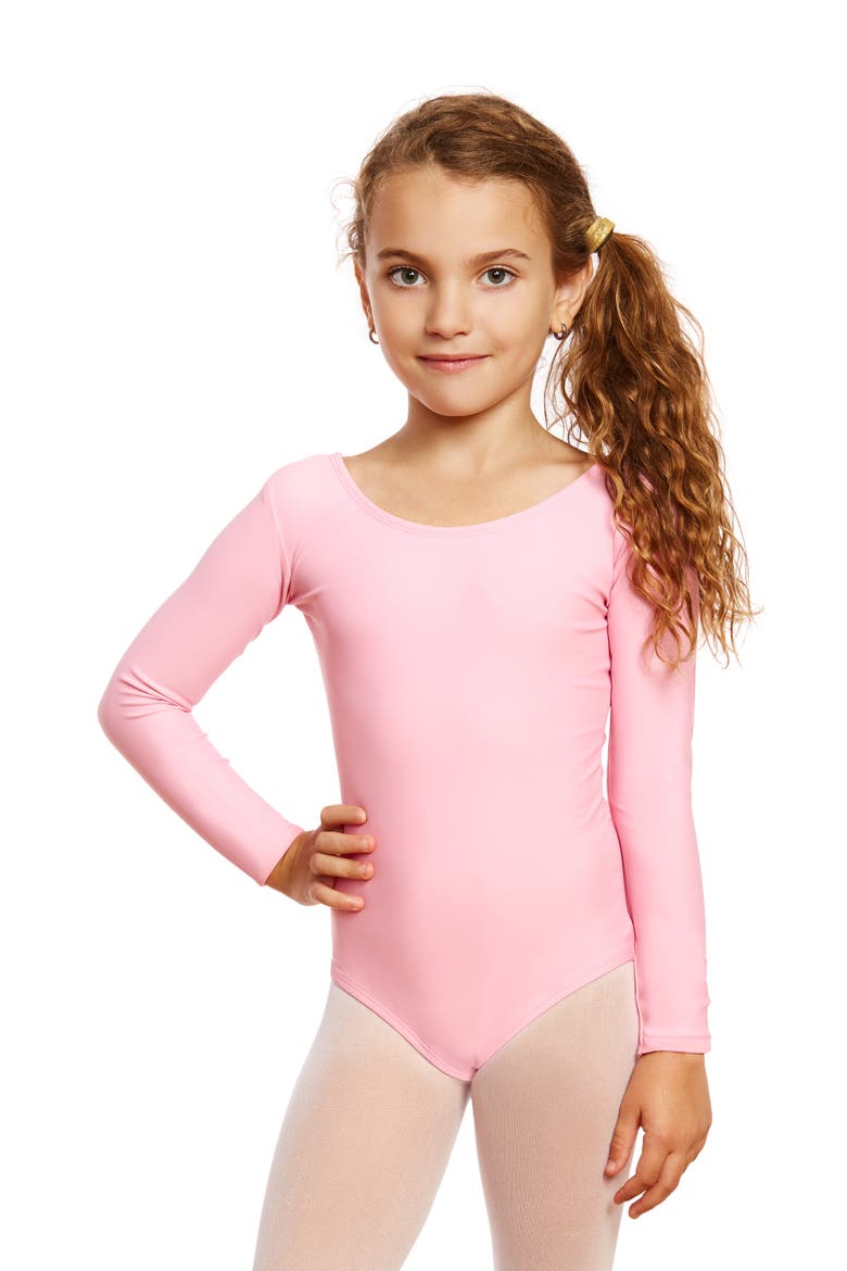 Girls Long Sleeve Leotard, Main, color, PINK