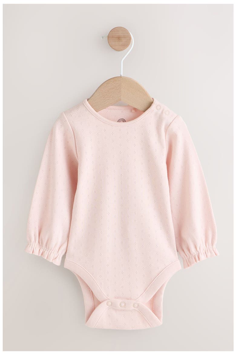 Pointelle Bodysuit & Bow Accent Check Overalls Set, Alternate, color, PINK