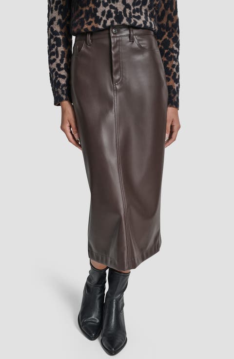 Faux Leather Midi Skirt