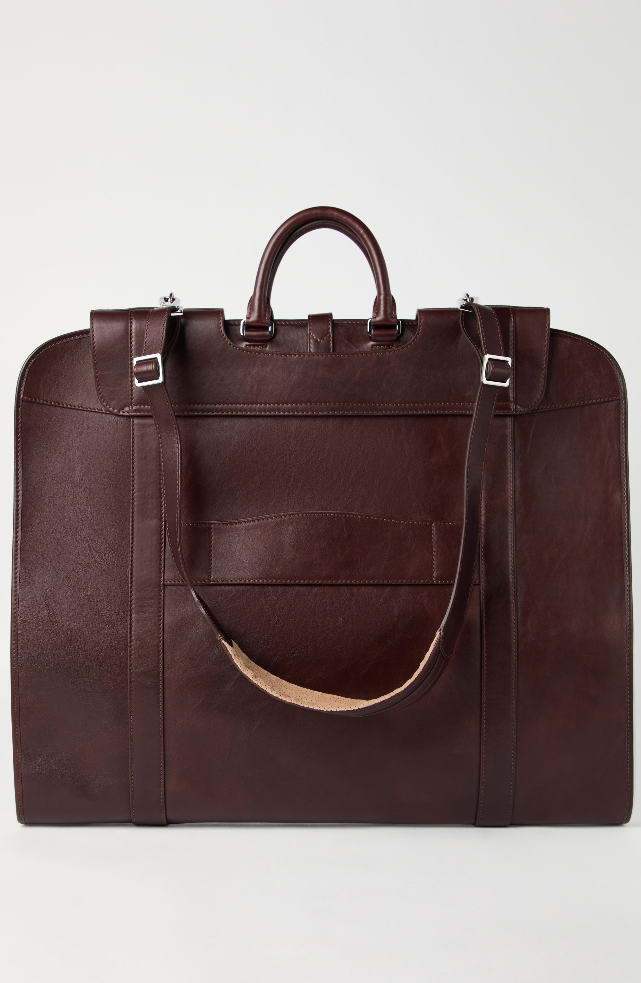 Brunello Cucinelli Calfskin suit carrier, Alternate, color, Burgundy