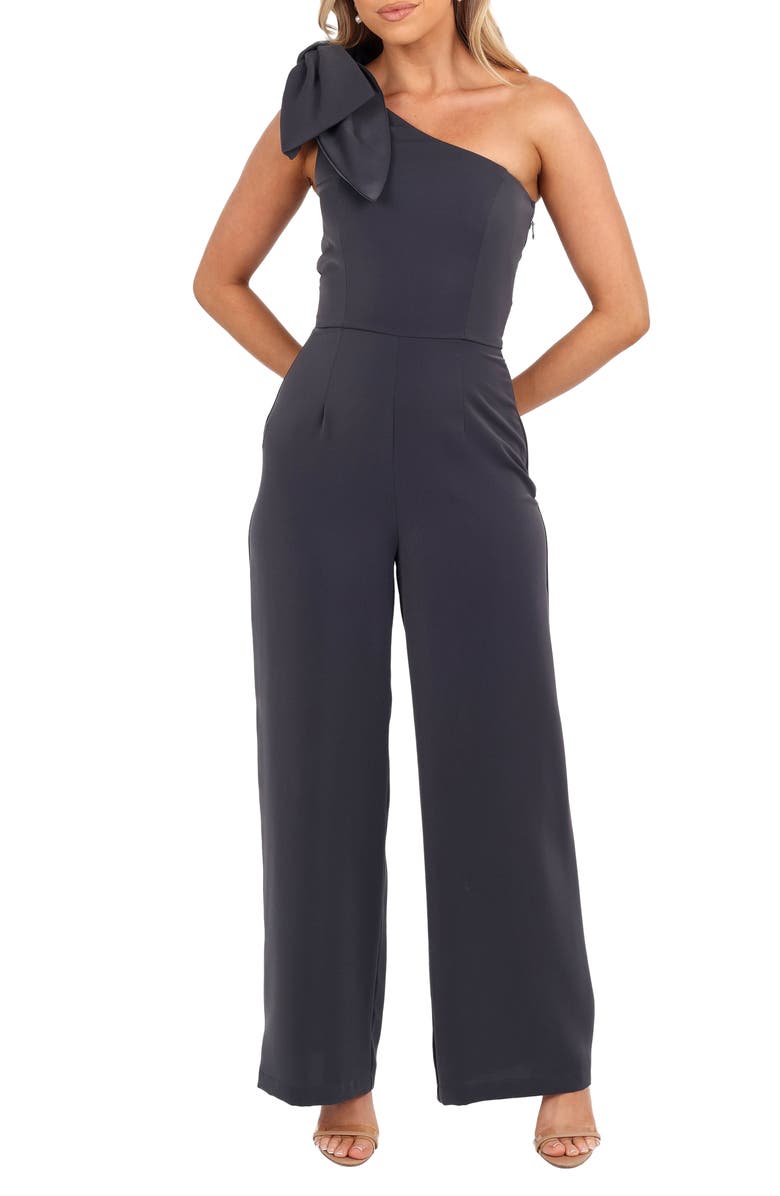 Petal & Pup Scarlett One-Shoulder Wide Leg Jumpsuit, Main, color, Steel Grey