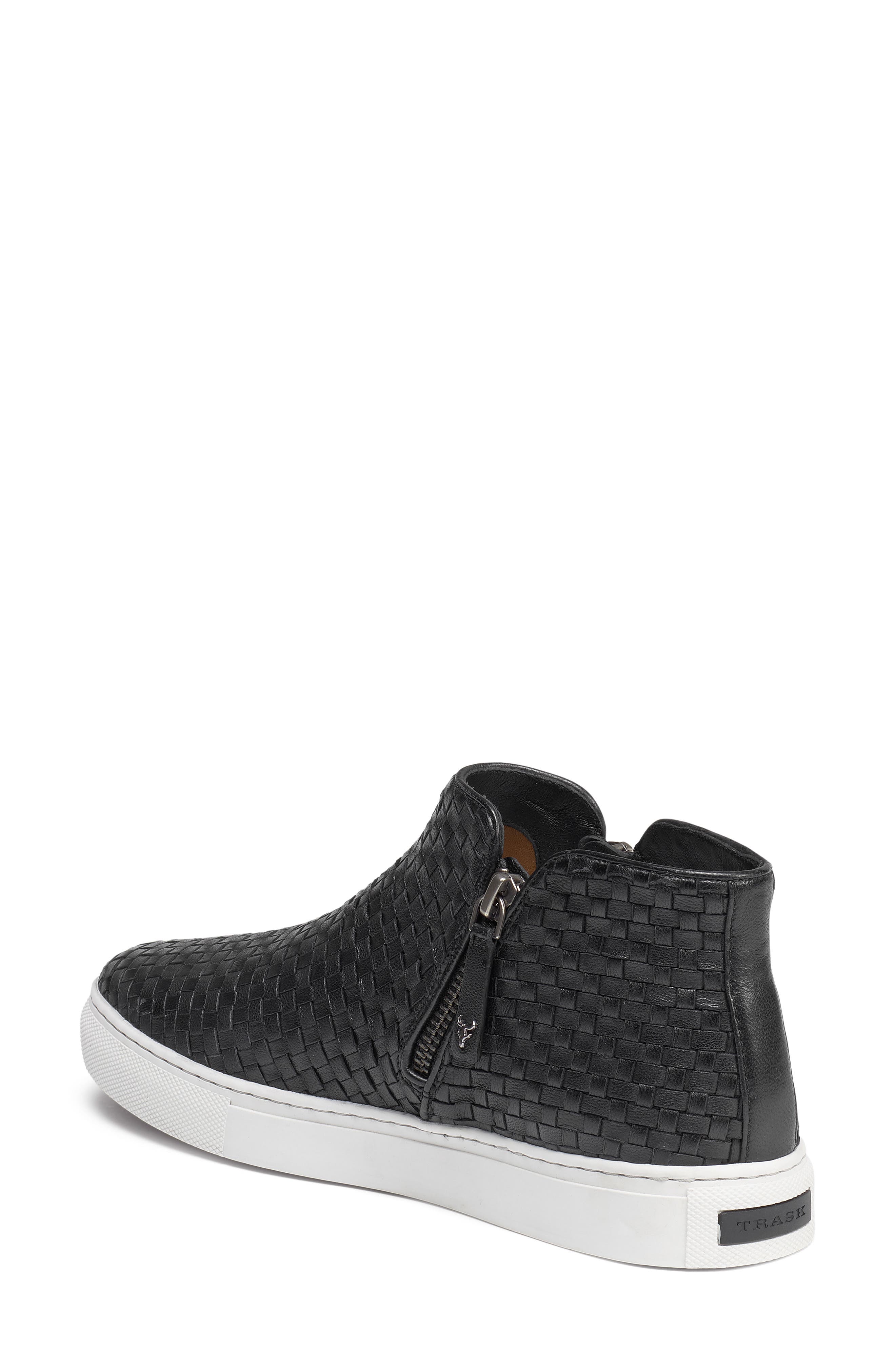 Lora Woven Sneaker Bootie, Alternate, color, BLACK LEATHER