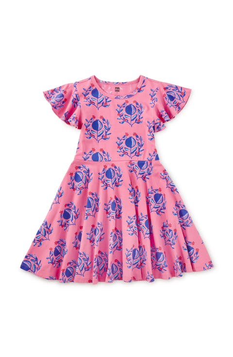 Flutter Sleeve Twirl Dress (Toddler, Little Kid, Big Kid)