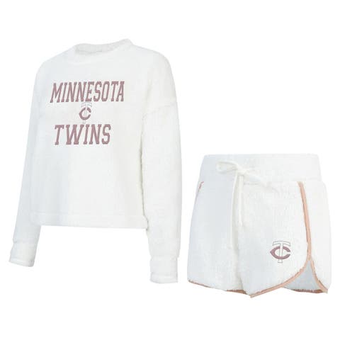 Women's Concepts Sport White Minnesota Twins Painter Sherpa Long Sleeve Top & Short Set