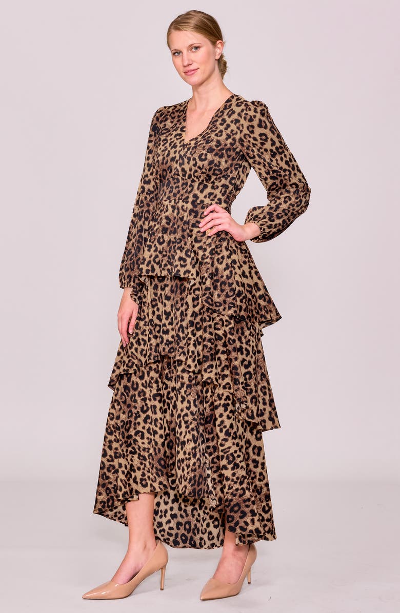 MELLODAY Long Sleeve Tiered Maxi Dress, Alternate, color, Cheetah