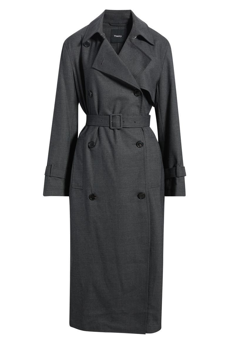 Double Breasted Trench Coat, Main, color, CHARCOAL MELANGE - A08