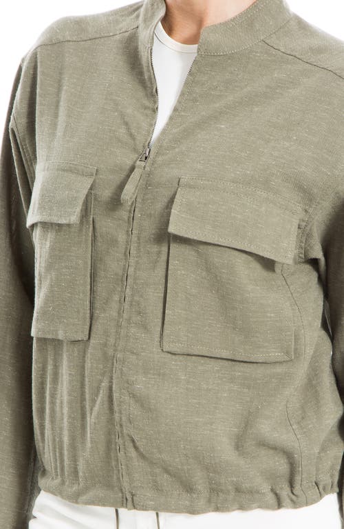 Max Studio Space Dye Crop Utility Jacket In Olive