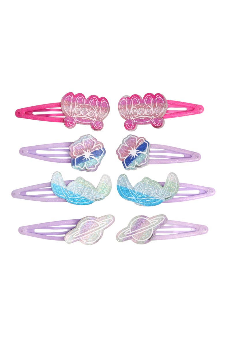 Stitch Hair Clip 8-Piece Set Official License, Snap Back Clips for Hair, Lilo and Stitch Accessories, Small Disney Gifts, Main, color, Multicolored