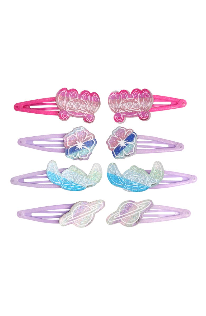 Disney Stitch Hair Clip 8-Piece Set Official License, Snap Back Clips for Hair, Lilo and Stitch Accessories, Small Disney Gifts, Main, color, Multicolored