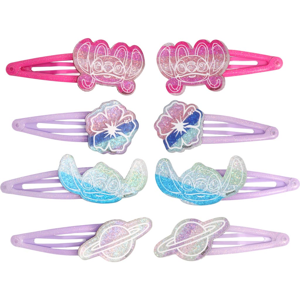 Disney Kids' Stitch Hair Clip 8-piece Set Official License, Snap Back Clips For Hair, Lilo And Stitch Accessories In Multi